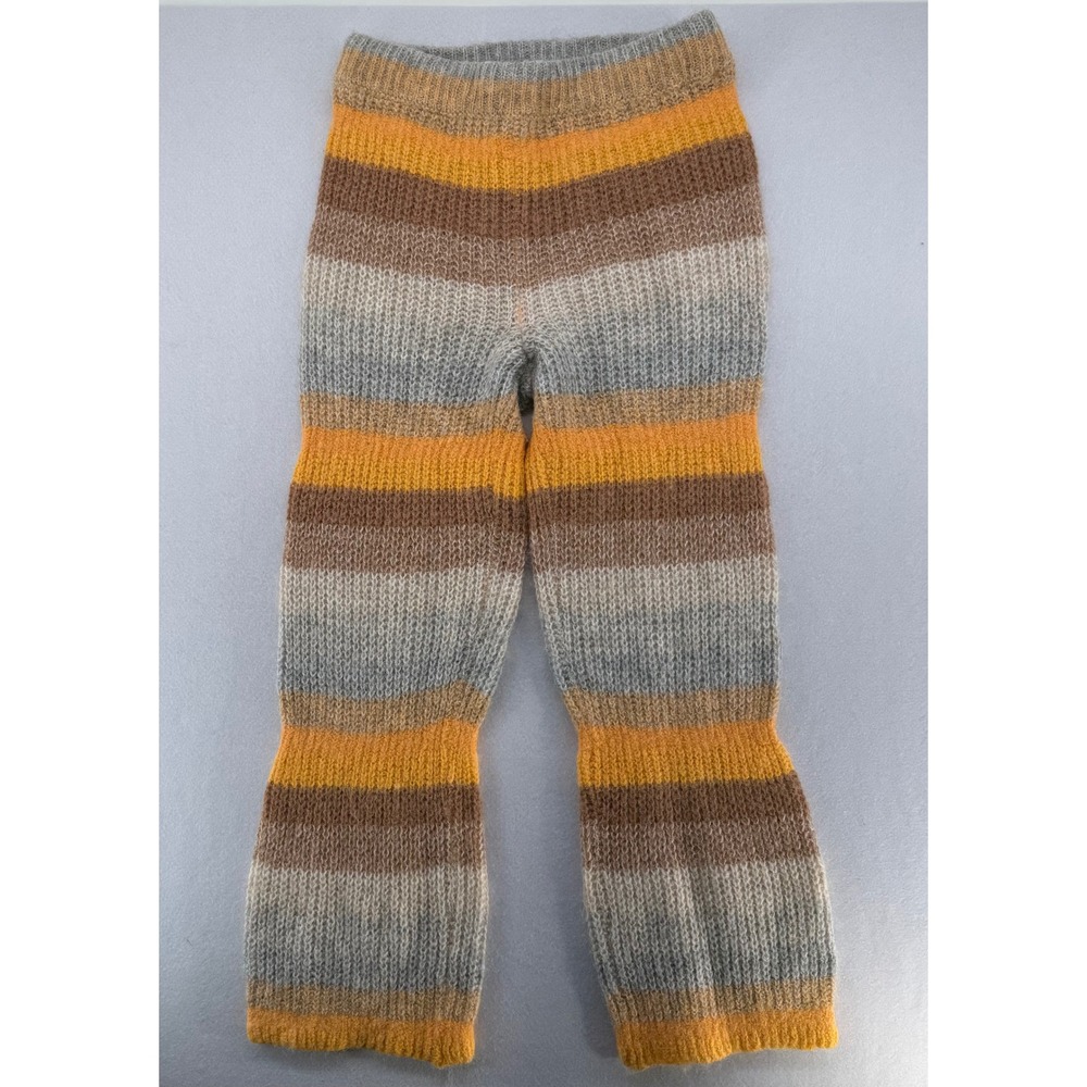 Something‎ Navy Striped Alpaca Wool Knit Pants Orange Brown Grey Womens Size M